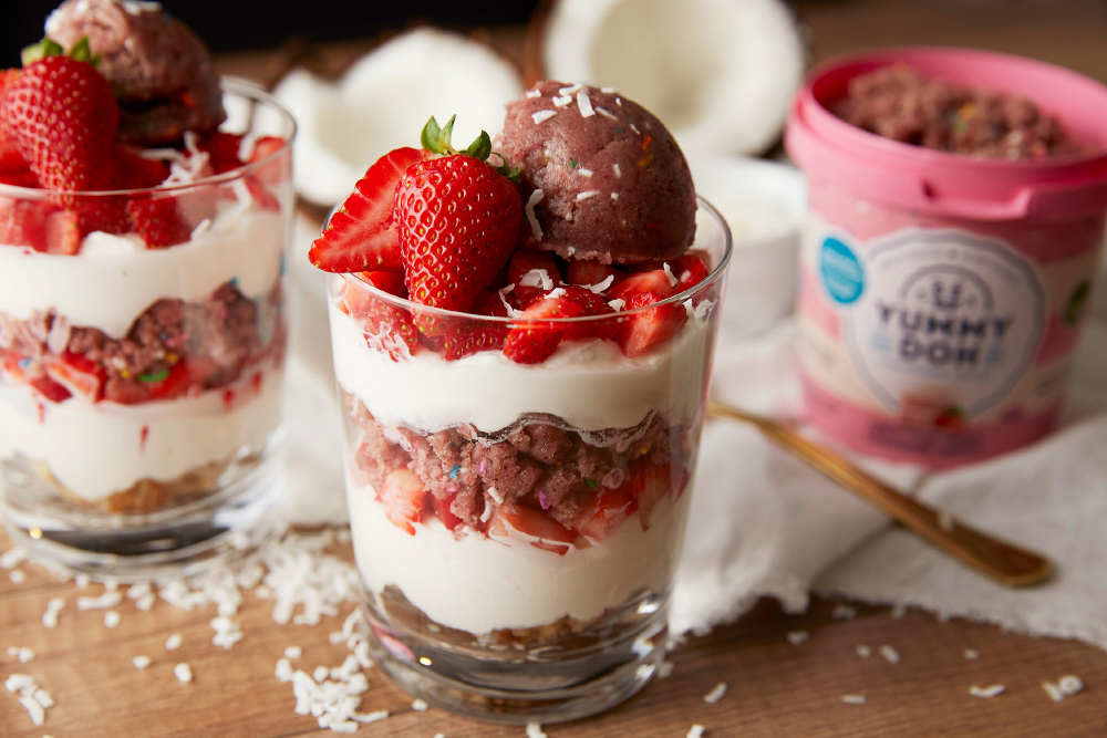 Strawberries Trifle with Coconut Whipped Cream and Yummy Doh Strawberry ...